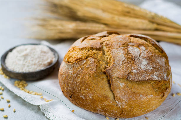 istock Freshly baked traditional wheat bread and wheat ears 698911706