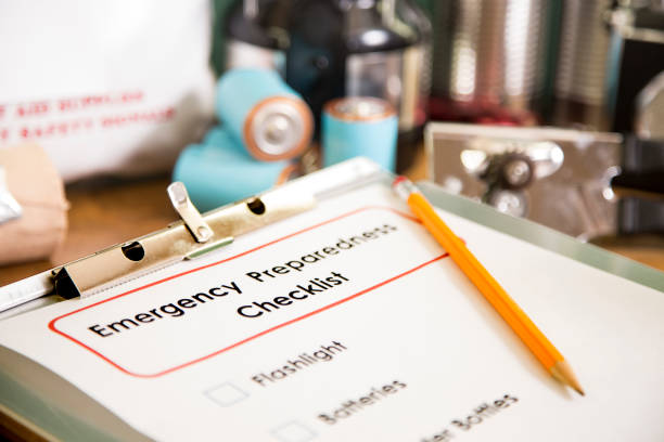 istock Emergency preparation, natural disaster supplies. 698944478