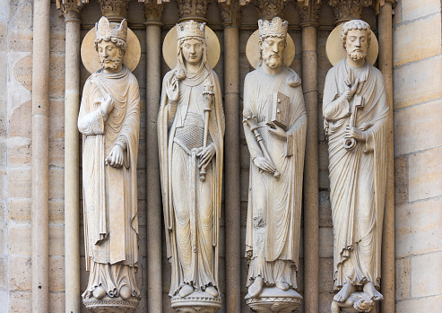 Sculptures on the wall of Notre-Dame de Paris