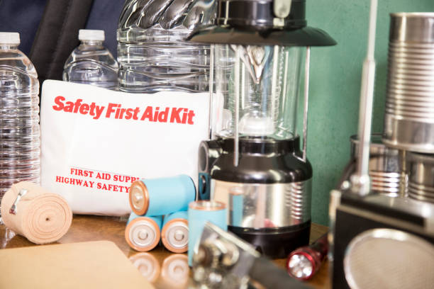 istock Emergency preparation, natural disaster supplies. 698953560