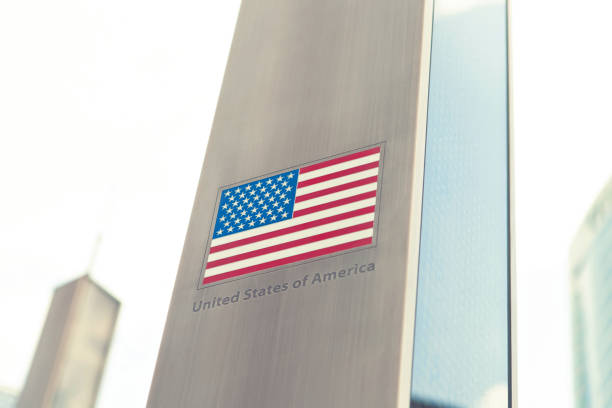 istock Series of flags on pole - USA. Filtered image: cross processed vintage effect. 698956484