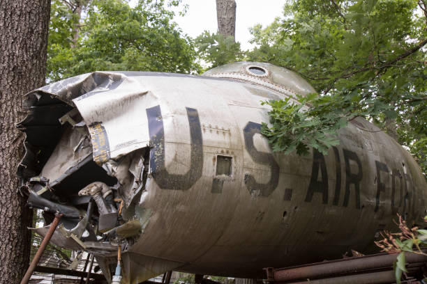 istock Wreckage of Air Force fighter jet in trees 698969880