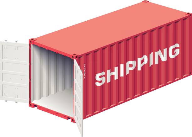 Shipping container open Open shipping container prepared for loading isolated on white, realistic vector illustration cargo container container open shipping stock illustrations