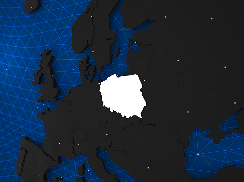 poland on europe 3d map