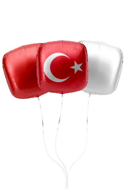 istock Baloons Represent Turkish Flag are Floting Against White Background 699015986