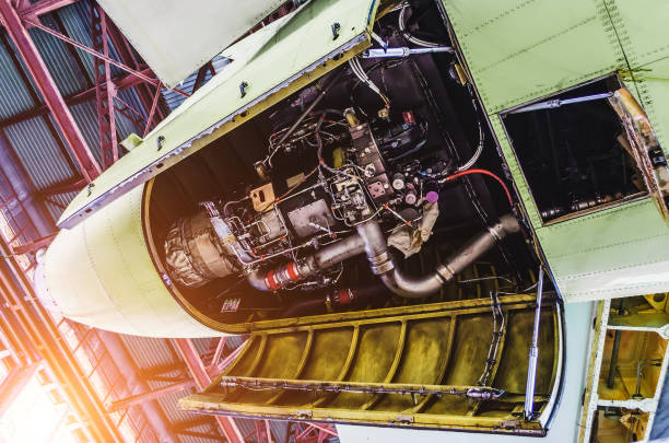istock View of aircraft tail and auxiliary power unit. 699072246