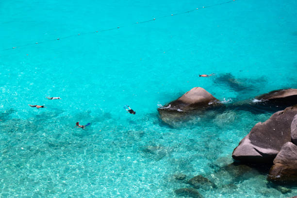 istock Unidentify tourists snorkeling at Similan island 699079508
