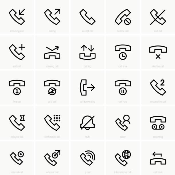 ilustraciones, imágenes clip art, dibujos animados e iconos de stock de icono de teléfono y llamada - caller id