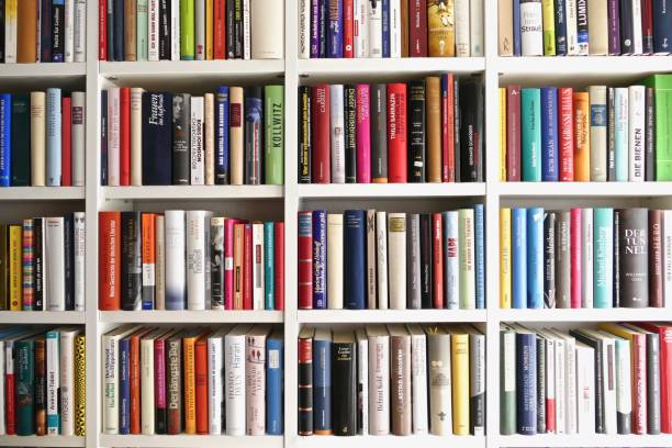 istock View of white fully filled book shelves 699096482