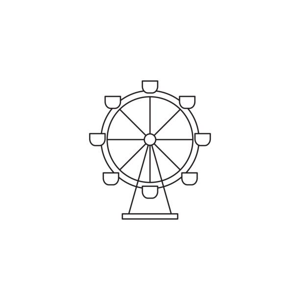 Ferris wheel line icon Ferris wheel vector thin line icon. Black on white isolated symbol.  template, element for amusement park products, circus brochure, excursion banner. Simple mono linear modern design. journey clipart stock illustrations