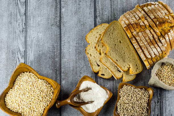 istock Many mixed breads and rolls shot from above. Bakery Background 699146120