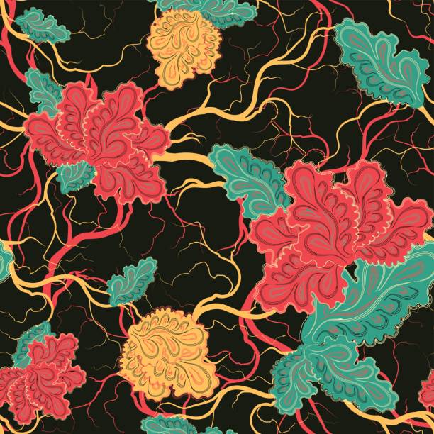 floral nahtlose muster - blossom florescence flower wallpaper pattern stock-grafiken, -clipart, -cartoons und -symbole