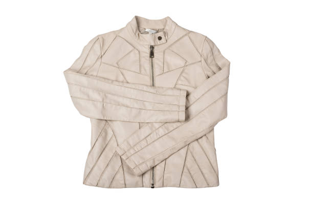 istock Modern white ladies' leather jacket isolated on white with clipping path. 699204586