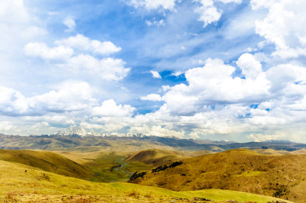 View on Tagong grassland and Yala mountain in China