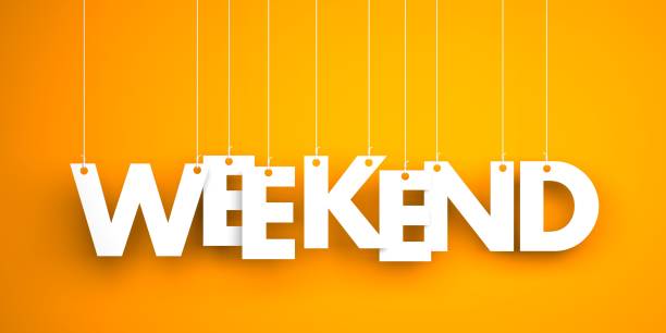 istock Weekend - white word on orange background. 3d illustration 699278232