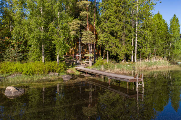 istock House by the lake, view from the air 699281790
