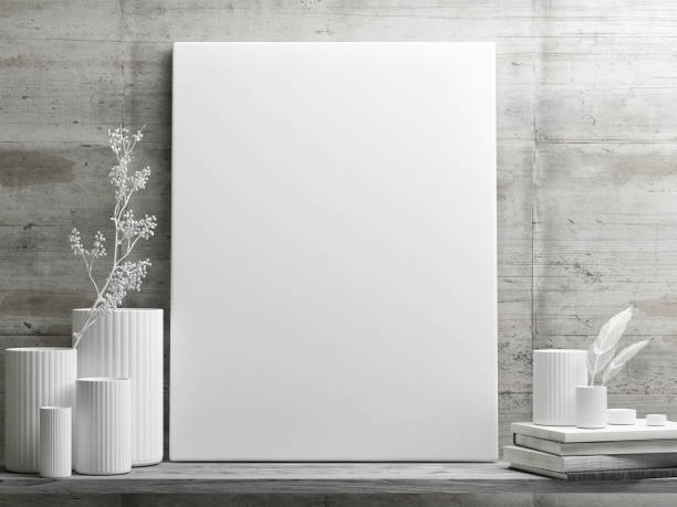 istock White minimalism design with mock up poster on retro concrete wall 699308246