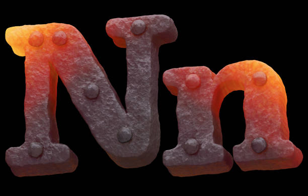 istock Red hot metal font 699315096