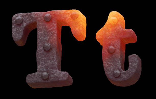 istock Red hot metal font 699329478