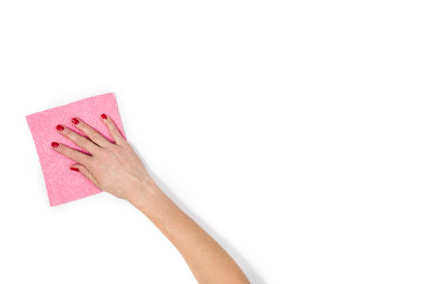 istock Woman's hand cleaning isolated on white background 699360728