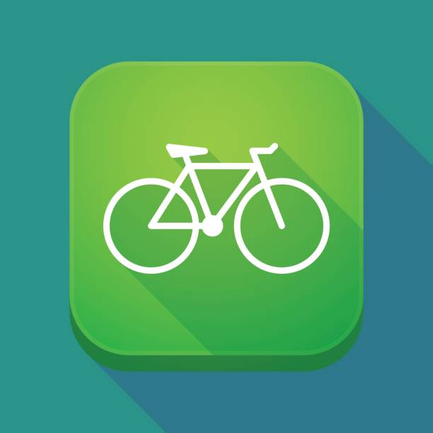 ilustrações, clipart, desenhos animados e ícones de ícone de app a longa sombra com uma bicicleta - icon set arrow sign symbol computer icon