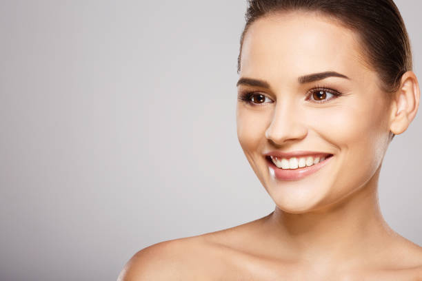 istock Lovely girl with nude make up at studio 699422138