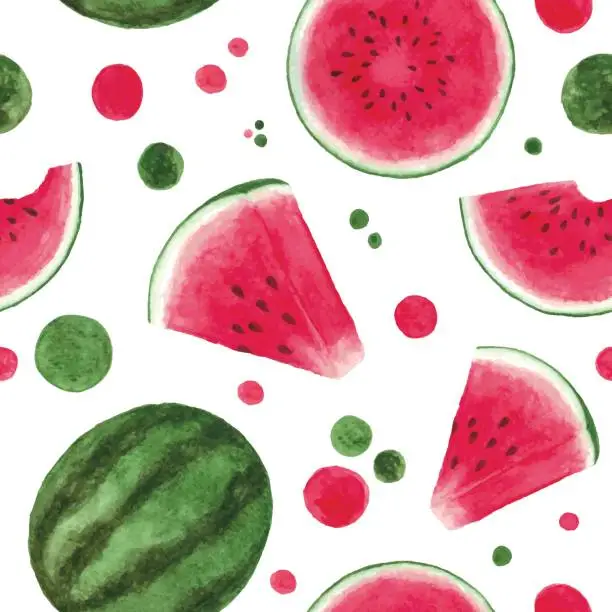 Vector illustration of Watercolor watermelon seamless pattern