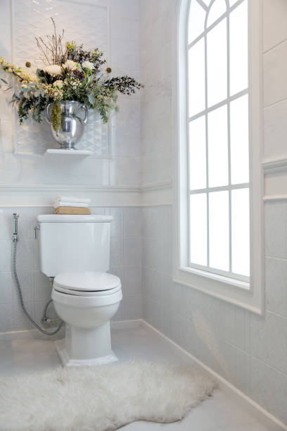 интерьер новый дом, вид красивая ванная комната - sink bathroom pedestal tile стоковые фото и изображения