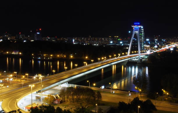 istock Night photography of Bratislava Danube bridge 699645330
