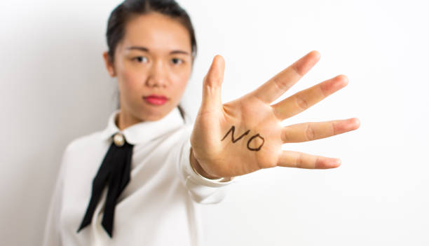 istock Word No written on businesswoman hand 699645698