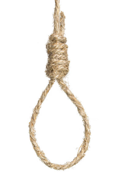 istock hanging rope knot isolated on white background 699681386