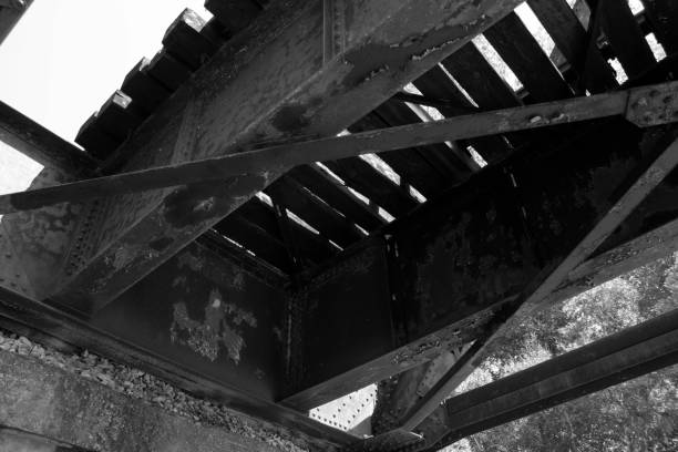 istock Bottom View of Iron Railroad Bridge 699695748