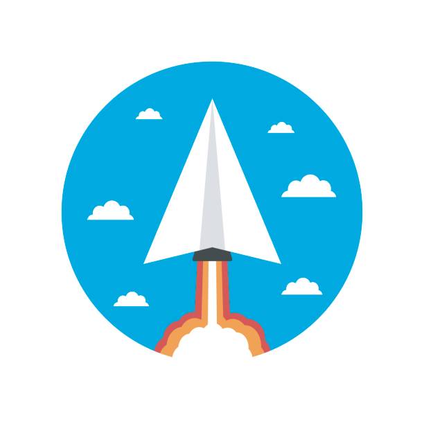 startup paper plane rocket vector art illustration