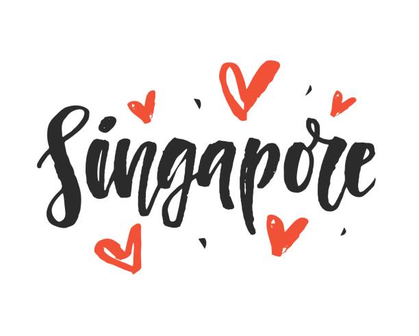 singapur. nowoczesne miasto ręcznie napisane pędzlem - singapore stock illustrations