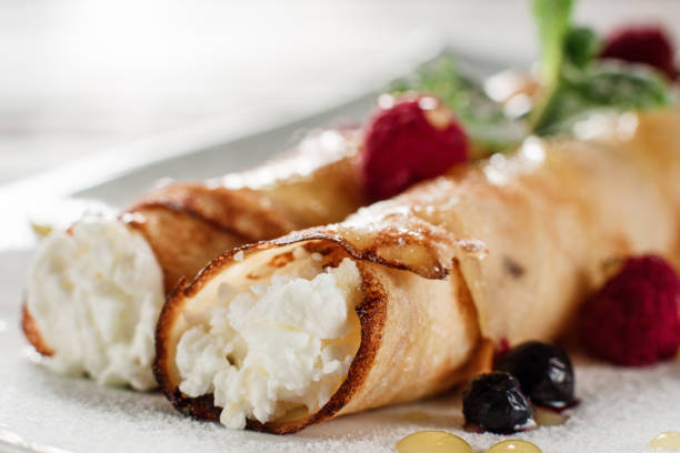 istock Pancake with cottage cheese close up 699717446