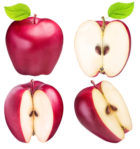 istock Set of red apples isolated on white background 699724286
