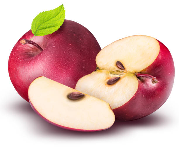 istock Set of red apples isolated on white background 699724288