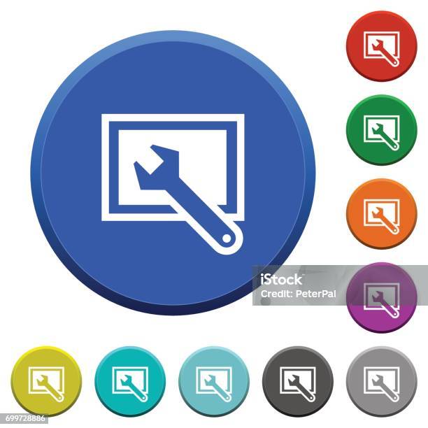 Screen Settings Beveled Buttons Stock Illustration - Download Image Now - Adjusting, Bevel, Blue