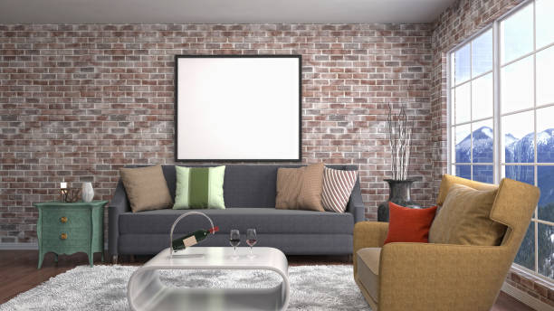 istock mock up poster frame in interior background. 3D Illustration 699758366