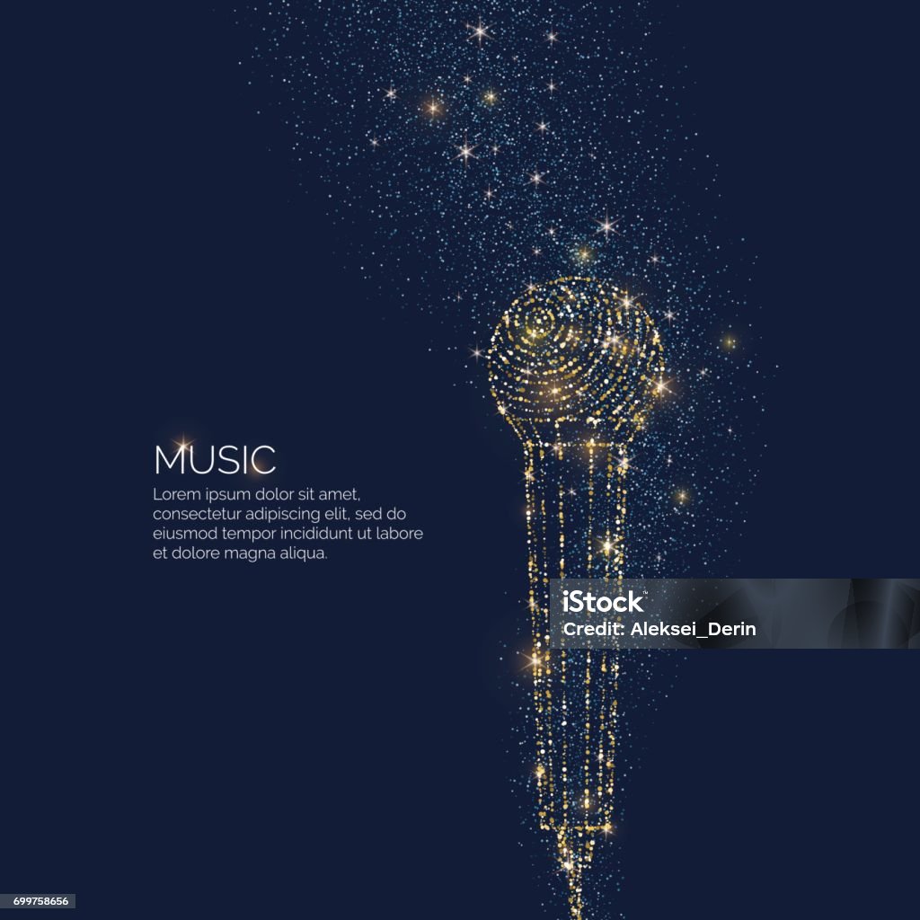 Helle Musik Poster mit Mikrofon Glitter Platz für Text. Vektor-illustration - Lizenzfrei Mikrofon Vektorgrafik