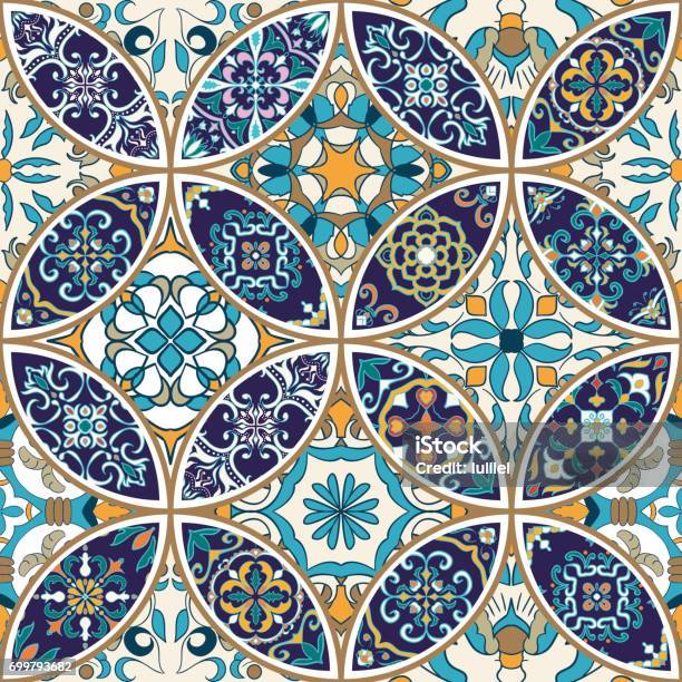 Vector Seamless Texture Beautiful Patchwork Pattern For Design And ...