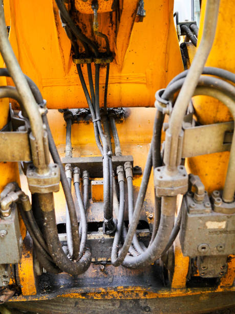 istock Elements of construction of old worn excavator 699795026