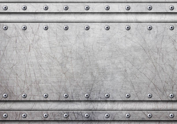 metal plate with rivets over rustic steel background, 3d, illustration grunge metal background with rows of bolts, 3d, illustration rivet stock pictures, royalty-free photos & images