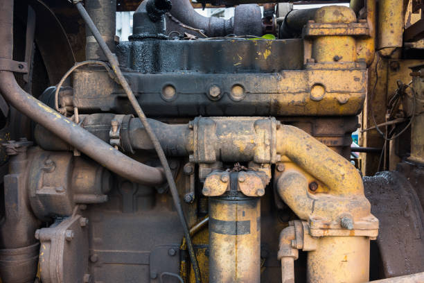 istock Diesel Engine of an old tractor. 699798396