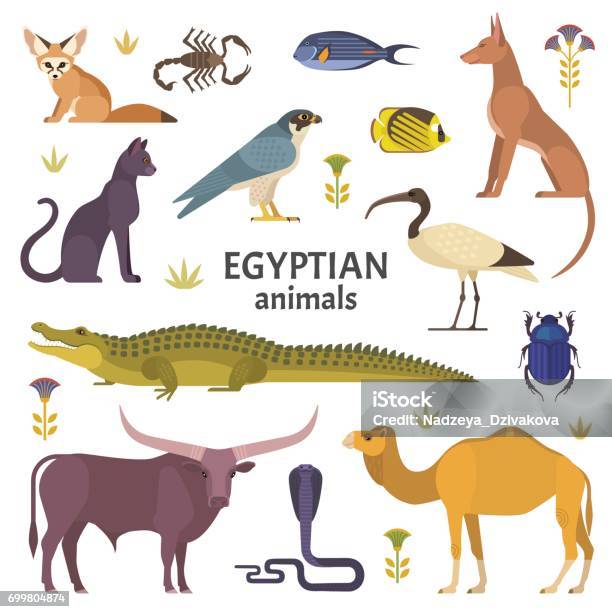 Ilustración de Animales Egipcios y más Vectores Libres de Derechos de Egipto - Egipto, Animal, Cocodrilo