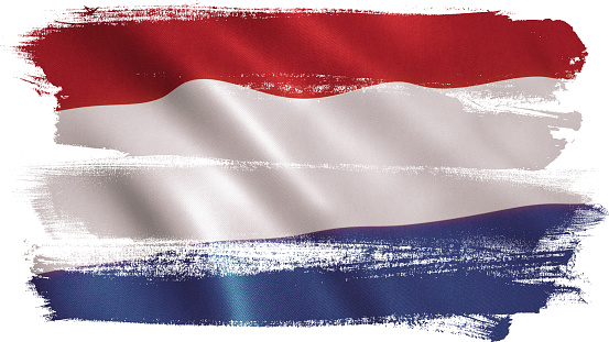 Holland flag background with fabric texture.