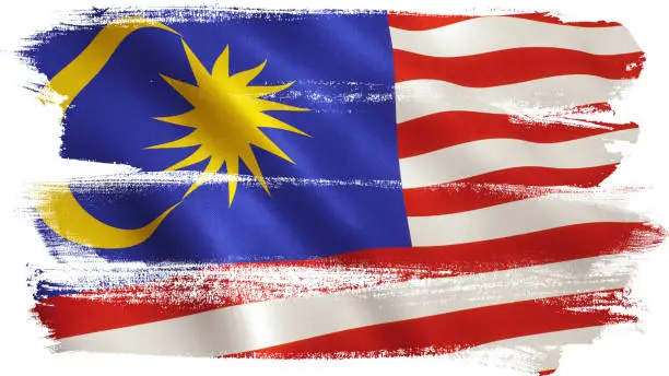 Malaysia flag background with fabric texture.