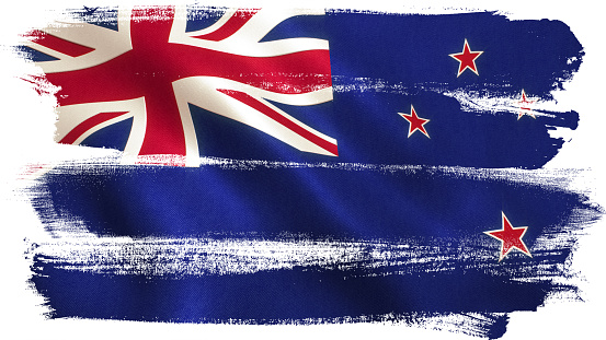 New Zealand flag background with fabric texture.