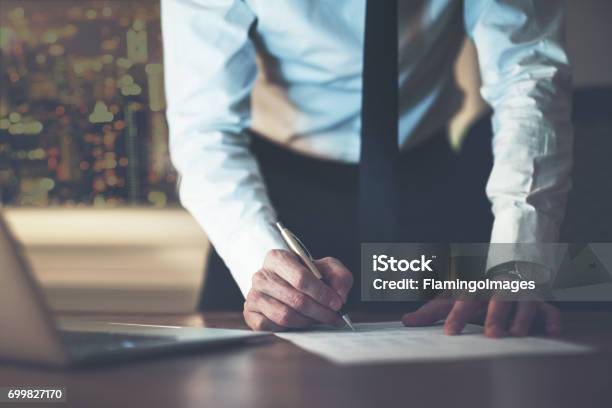 Close Up Business Man Signing Contract Stock Photo - Download Image Now - Contract, Writing - Activity, Agreement