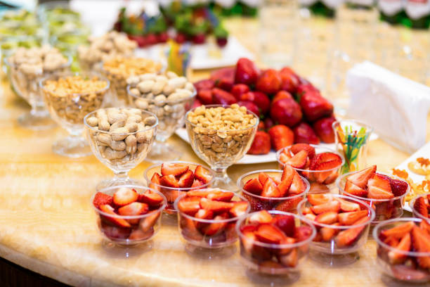 istock strawberry buffet,buffet restaurant, snack, salted nuts in a dish, salty snacks, restaurant, delicacies 699837910